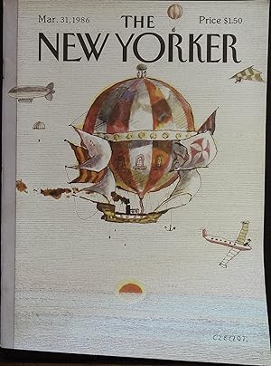 The New Yorker March 31, 1986 Andrej Czeczot Cover, Complete Magazine
