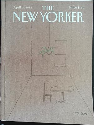 The New Yorker April 14, 1986 Robert Tallon Cover, Complete Magazine