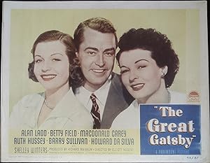 The Great Gatsby Lobby Card #2 1949 Alan Ladd between Betty Field & Ruth Hussey!