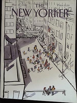 The New Yorker March 17, 1986 Arthur Getz Cover, Complete Magazine
