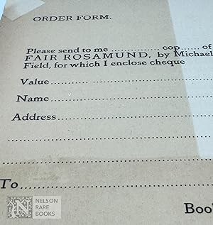 [Order Form for Michael Field's Fair Rosamund]