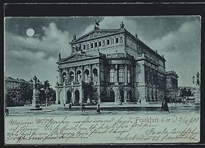 Mondschein-Ansichtskarte Frankfurt a. M., Opernhaus
