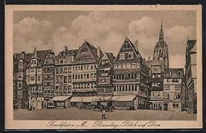 Ansichtskarte Alt-Frankfurt, Römerberg mit Blick auf Dom