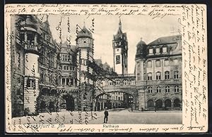 Ansichtskarte Frankfurt a. M., Rathaus mit Strassenpartie