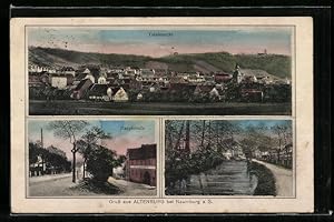 Ansichtskarte Altenburg bei Naumburg a. S., Gesamtansicht, Hauptstrasse, Partie an der kleinen Saale