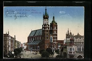 Ansichtskarte Krakau-Krakow, Marienkirche, Aussenansicht
