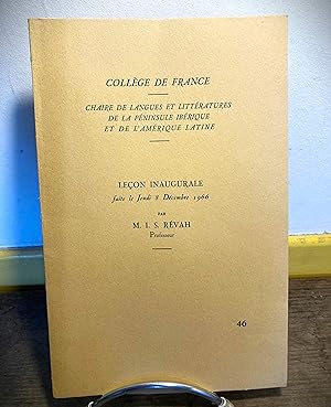 Collège de France. Leçon inaugurale faite le Jeudi 8 Décembre 1966.