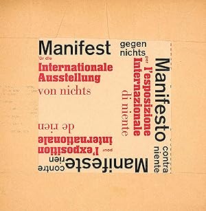 Manifest gegen Nichts ur die Internationale Ausstellung von Nichts. Manifesto contra Niente per L...