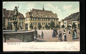 Ansichtskarte Naumburg a. S., Marktplatz mit Brunnen