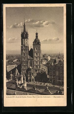 Ansichtskarte Krakau-Krakow, Kosciol Najsw. Panny Marii i attyka Sukiennic