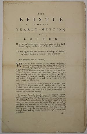 THE EPISTLE FROM THE YEARLY-MEETING IN LONDON, HELD BY ADJOURNMENTS, FROM THE 15TH OF THE FIFTH M...