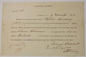 [ORIGINAL RECEIPT.] CLAIM NO. 46. COLUMBIA, S.C., 7 MARCH 1864. RECEIVED OF THE STATE OF SOUTH CA...