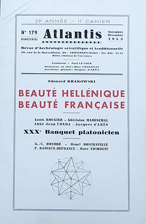 ATLANTIS N° 179 Novembre-Décembre 1955 Beauté hellénique, Beauté française