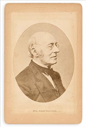 Cabinet card photograph of William Lloyd Garrison, abolitionist and Massachusetts social reformer...