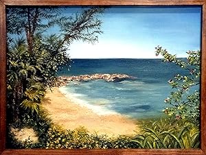 Colorful Beach Scene Oil