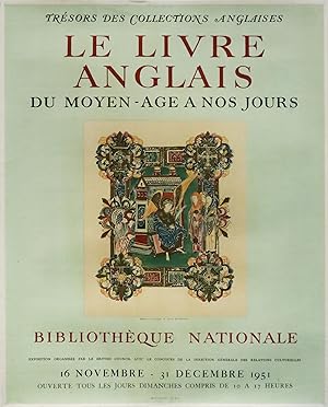 1951 French Exhibition Poster, Le Livre Anglais (du moyen age a nos jours), Bibliothèque Nationale