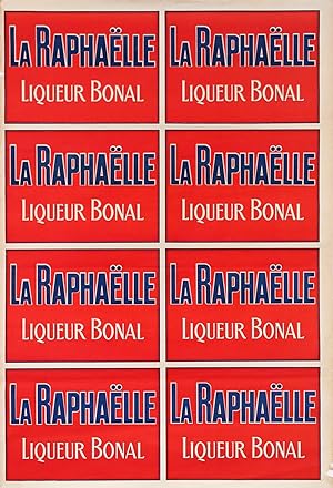 1920's French Vintage Alcohol Poster, La Raphaelle (Blue Text/Red Background)