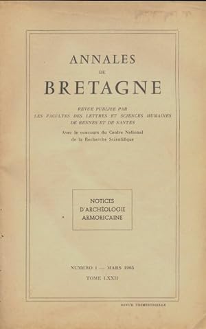Annales de Bretagne tome LXXII n?1 - Collectif