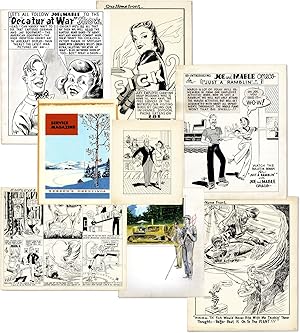 Archive of original artwork for patriotic workplace production posters, designed for the Caterpil...