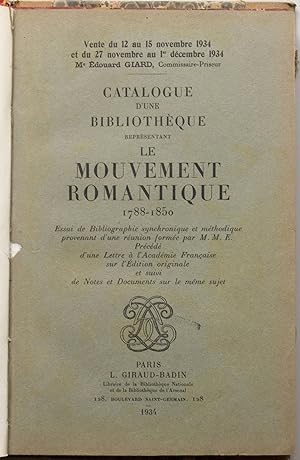 Catalogue d'une bibliothèque représentant le mouvement romantique, 1788-1850. Essai de bibliograp...