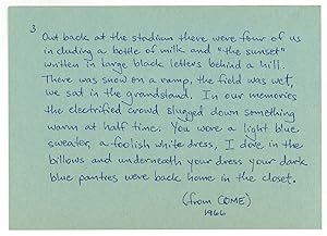 [Manuscript Postcard]: Out back at the stadium there were four of us including a bottle of milk a...