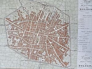 Bologna Italy Italia Detailed City Plan 1842 Artaria & Allodi scarce color map