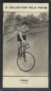 Photographie de la collection Félix Potin (4 x 7,5 cm) représentant : André Friol, champion cycli...