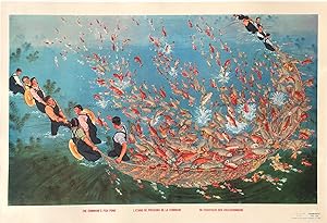 Original Vintage Chinese Propaganda Poster - THE COMMUNE'S FISH POND