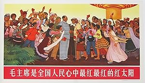 Original Vintage Chinese Propaganda Poster - Chairman Mao is the Reddest Red Sun in the Hearts of...