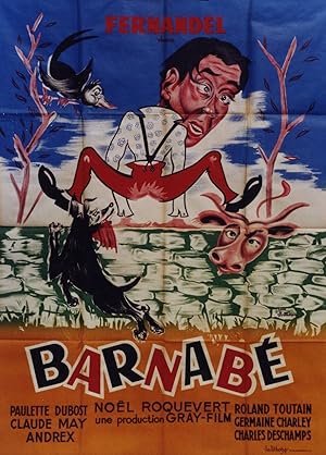 "BARNABÉ" Réalisé par Alexandre ESWAY en 1938 avec FERNANDEL / Affiche ressortie française / Lith...