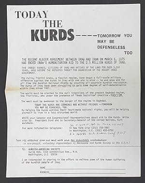 Today the Kurds - Tomorrow you may be defenseless too [handbill]