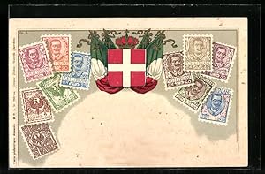 Ansichtskarte Italien, Briefmarken mit Wappen