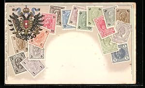 Ansichtskarte Briefmarken und Wappen Österreichs