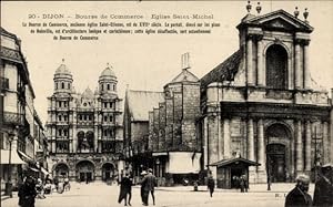 Ansichtskarte / Postkarte Dijon Côte d'Or, Kommerzbörse, Kirche Saint-Michel