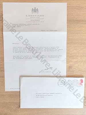 Lettre tapuscrite signée par René Lasserre en date du 5 mars 1982