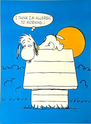Original Vintage Poster - Snoopy - "I think I'm Allergic to Mornings"