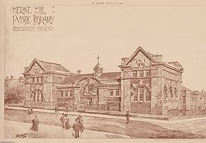 1906 : Herne Hill, Public Library Design. An original page from The Builder. An Illustrated Weekl...