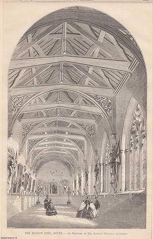 1861 : The Maison Dieu, Dover. Ambrose Poynter, Architect. An original page from The Builder. An ...
