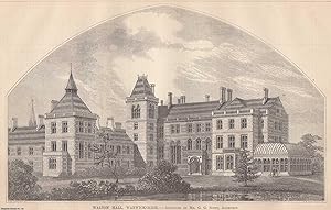 1860 : Walton Hall, Warwickshire. G. G. Scott, Architect. An original page from The Builder. An I...