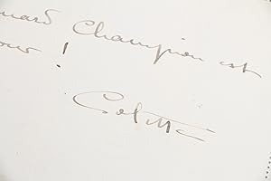 Billet autographe signé adressé à son ami l'éditeur Edouard Champion " Edouard Champion est un am...