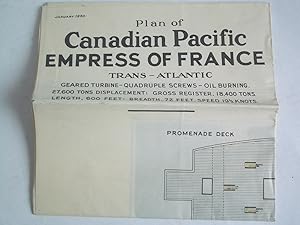 January 1930. Plan and Views of Canadian Pacific Empress of France Trans-Atlantic