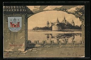 Ansichtskarte Kalmar, Slott, Wappen, Passepartout