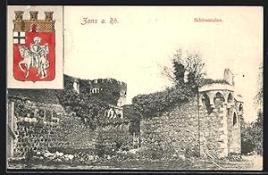Ansichtskarte Zons a. Rh., Schlossruine und Wappen