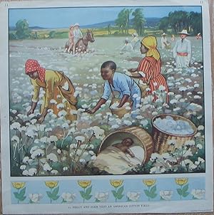 Peggy and John visit an American Cotton Field - original 1930s poster