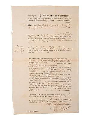 Document Signed by First African American Elected Official, New Hampshire, 1812