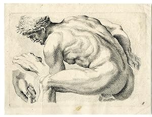 Antique Master Print-CLASSICAL-MALE-FIGURE-STRENGTH-Anonymous-c.1700