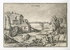 Antique Master Print-LANDSCAPE-RIVER-OCTOBER-Van de Velde-1608