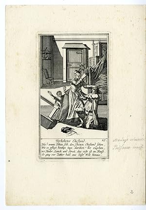 Antique Print-MARRIAGE REVERSED-PROBLEMS-Fleischmann-1751