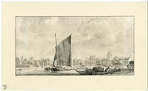 Antique Drawing-OUDERKERK AAN DE AMSTEL-SHIP-De Haen-1749