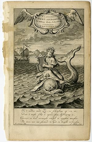 Antique Master Print-ARION-RIDES-DOLPHIN-LYRE-Mulder-Tidemann-1694